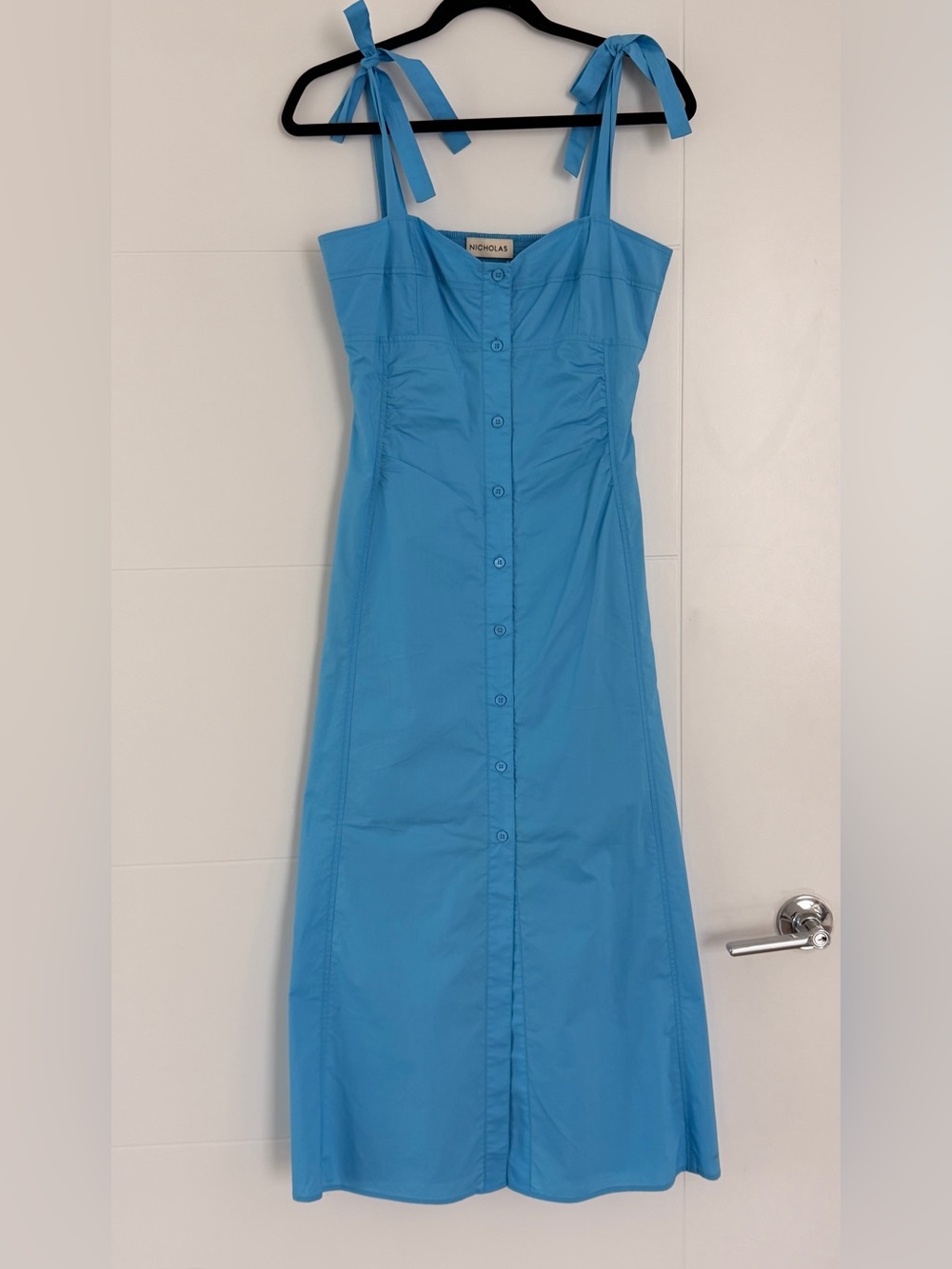 NICHOLAS Bright Blue Button-Front Sundress
